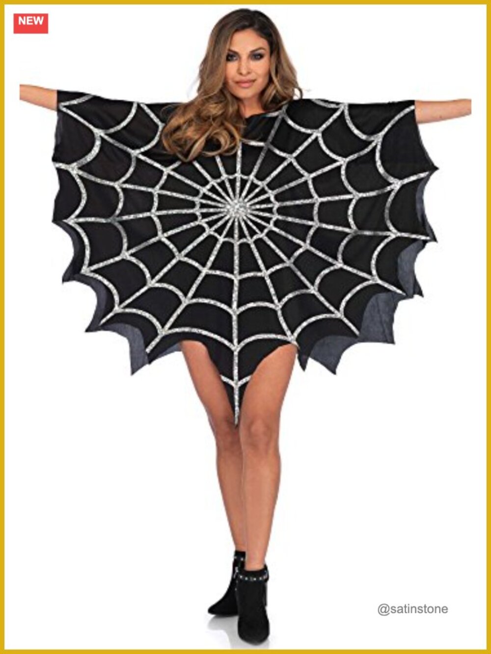 Sheer Spider Web Costume Poncho Scalloped Hem Halloween